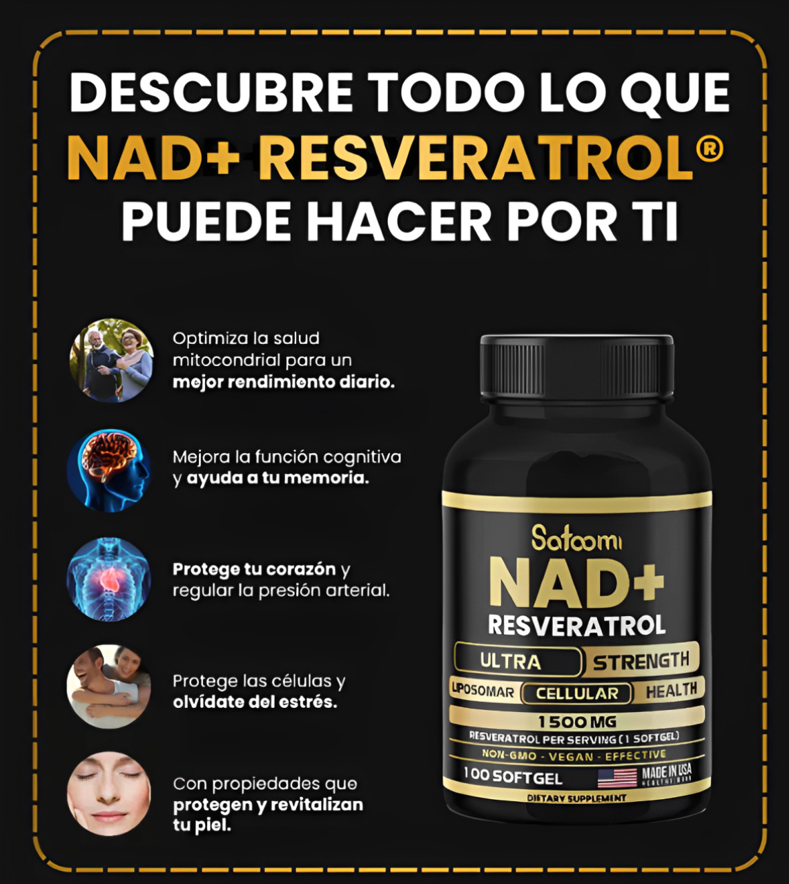 NAD + Resveratrol - Suplemento Potenciador & Rejuvenecedor